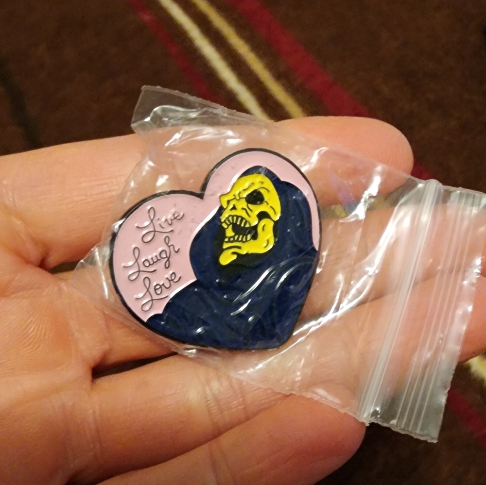 Live Laugh Love Skeletor Enamel Pin